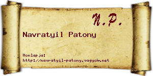 Navratyil Patony névjegykártya